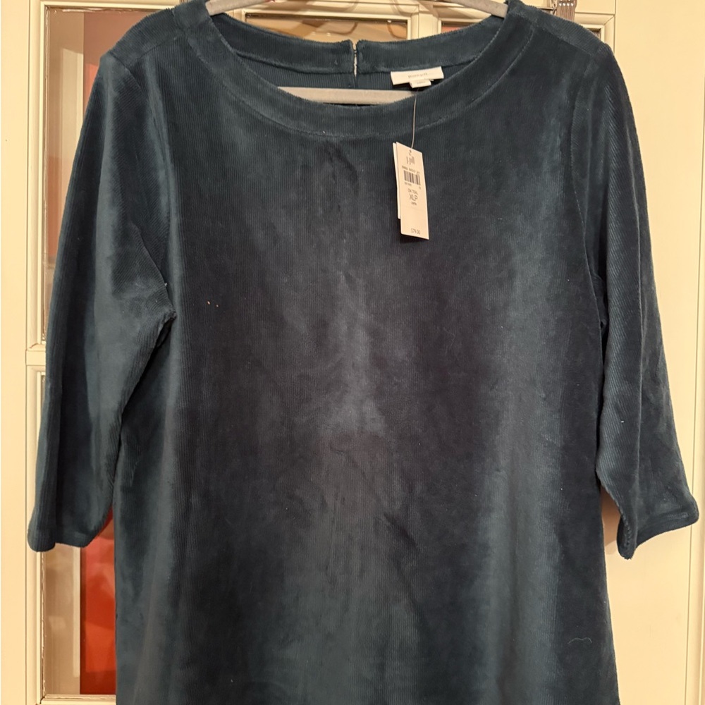 Blue Corduroy Button-Back Top